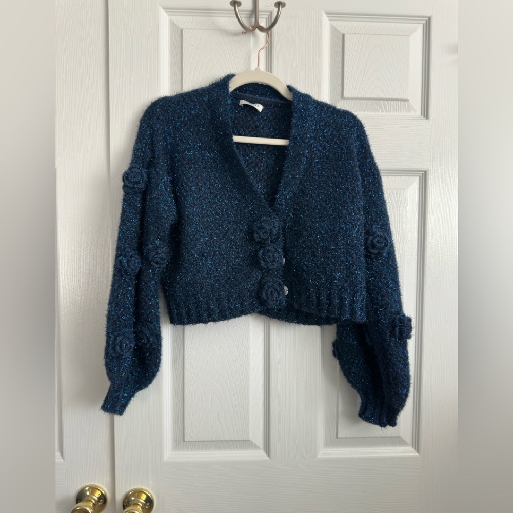 NWOT Stellah Navy Textured Cardigan